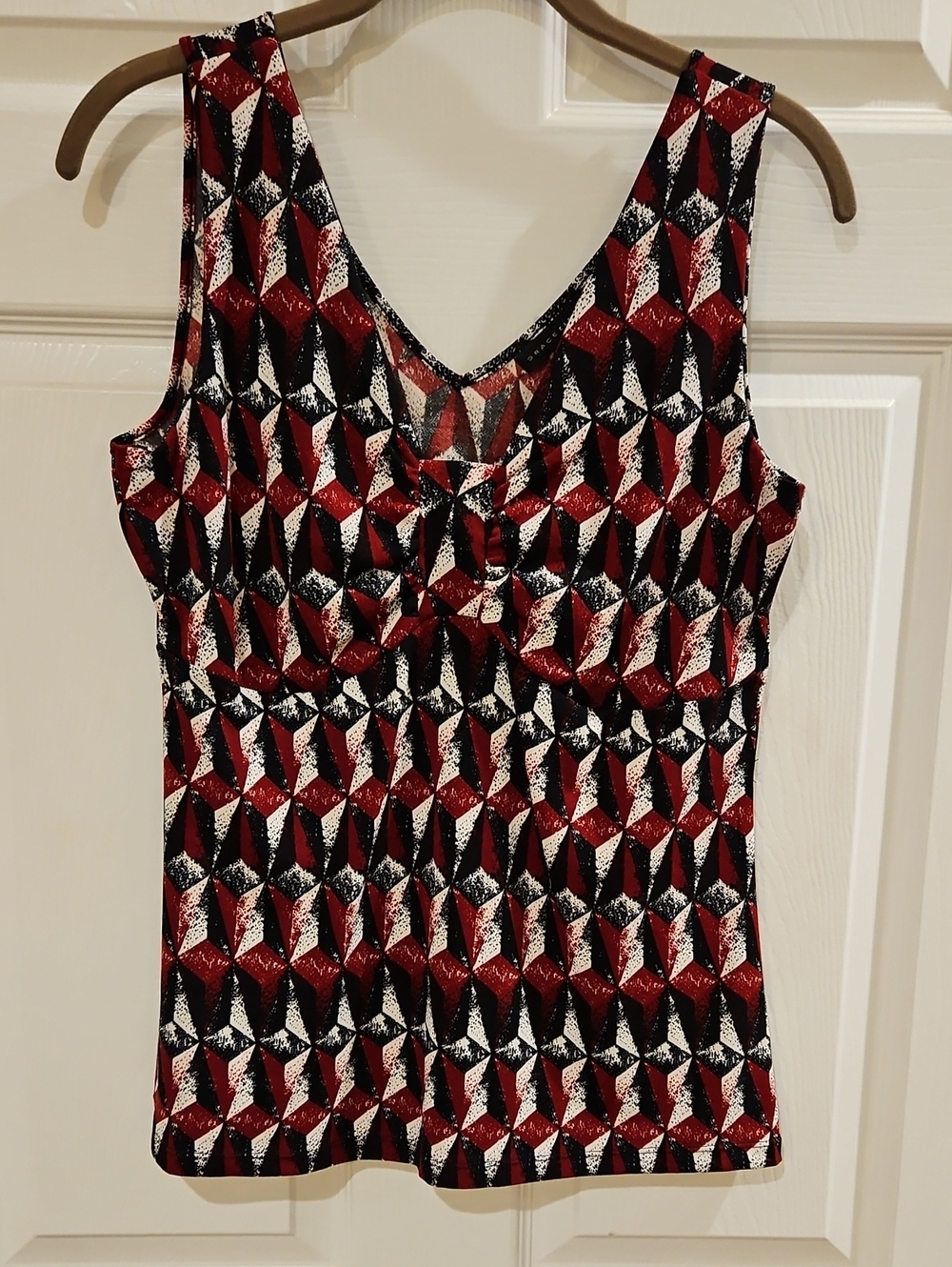 Grace Elements Red, Black & White Geometric Tank Top